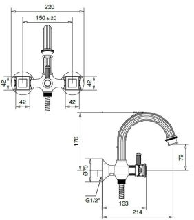 Смеситель для ванны и душа Cezares OLIMP-VD-02-O