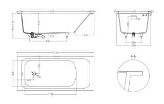 Ванна из искусственного камня Salini Orlanda Kit S-Sense 102111GRF 170x70см RAL полностью