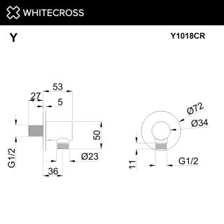 Угловой соединительный элемент WHITECROSS Y1018NIB брашированный никель