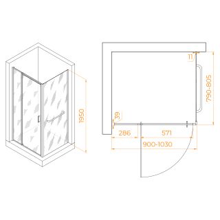 Душевой уголок RGW PA-078-1 (RGW PA-008 + Z-060-2) 3508078198-11 90x80см хром