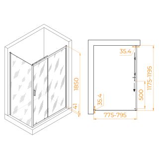 Душевой уголок RGW PA-145 020814582-11 80x120см хром