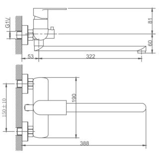 Смеситель для ванны Haiba HB22807 сталь