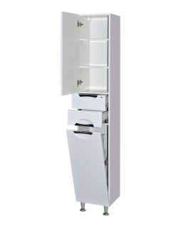 Напольный шкаф - пенал Misty Орхидея 35см с бельевой корзиной левый белый