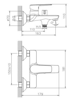 Смеситель для ванны Haiba HB60563 хром