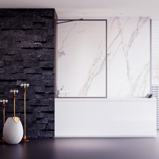 Шторка на ванну Veconi Palau PL-85GR, 900x1500, брашированный графит, стекло прозрачное