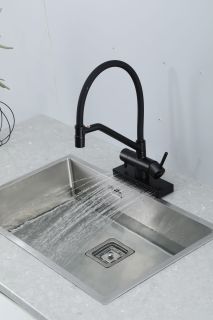 Смеситель для кухни Gappo G4098-6 с водопадом и гибким изливом чёрный