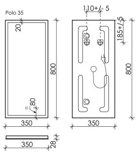 Зеркало с подсветкой Sancos Polo PL35 35см с сенсорным выключателем