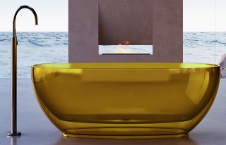 Прозрачная ванна ABBER Kristall AT9703Amber из полиэфирной смолы 170x75см жёлтый