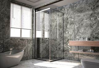 Душевой уголок Veconi Premium Trento PTC-SP-40B, 1300х900x2000, черный матовый, стекло прозрачное