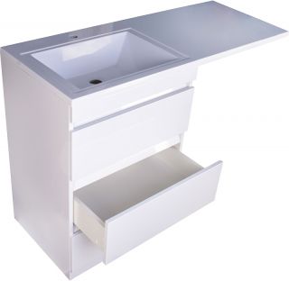 Тумба под раковину Style Line Даллас 120 СС-00002272  (3 ящ.) Люкс белая, PLUS под стиральную машинку