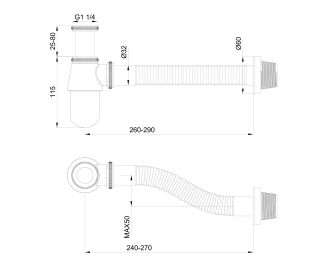 Сифон для раковины Wonzon & Woghand WW-88SS102-BGM тёмный графит