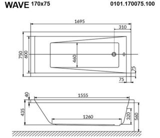 Гидромассажная ванна Whitecross Wave 0101.170075.100.SOFT.CR 170x75см Soft хром
