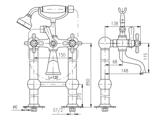 Смеситель для ванны Rav Slezak Morava Retro MK350.5/2SM бронза