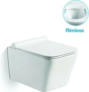 Комплект SantiLine SL-5007+SL-01 безободковый белый унитаз с сиденьем микролифт и инсталляция с клавишей смыва хром квадрат