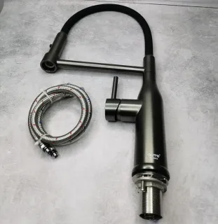 Смеситель для кухни Gappo G4398-51 с гибким изливом оружейная сталь