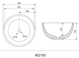 Раковина ABBER Bequem 36см чёрный матовый AC2105MB
