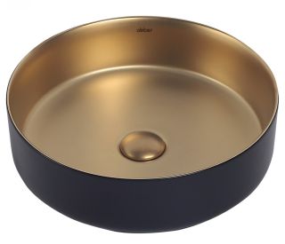 Раковина ABBER Bequem AC2109BG 40см чёрный/золото матовое