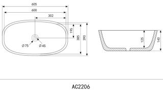 Раковина ABBER Rechteck 60см чёрный матовый AC2206MB