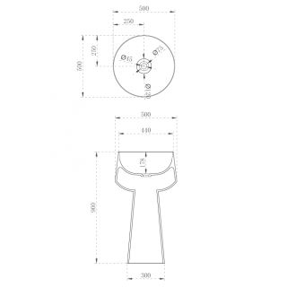Напольная раковина ABBER Kristall AT2706White-Onyx 50см белый/чёрный