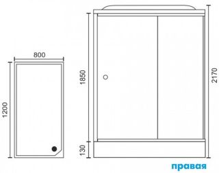 Душевая кабина Royal Bath HP правая стекло белое/прозрачное 120x80см RB8120HP7-WT-R