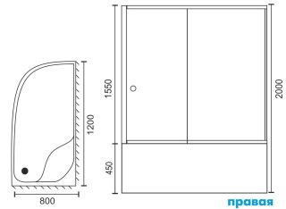 Душевой уголок Royal Bath BK 120x80см правый белый RB8120BK-T-R