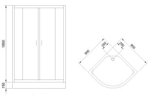 Душевой уголок Royal Bath RB90HK-T-BL-Practic с поддоном 90x90см чёрный профиль/прозрачное стекло