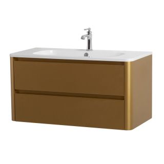 База под раковину Cezares подвесная с двумя выкатными ящиками, Брашированное золото, 996x478x500, RELAX-1000-2C-SO-BORO-P