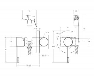 Гигиенический душ Cezares Relax RELAX-DIF-NOP С ВНУТРЕННЕЙ ЧАСТЬЮ, чёрный