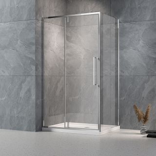 Душевой уголок Veconi Rovigo RV-034, 1000х1000х1950, хром, стекло прозрачное