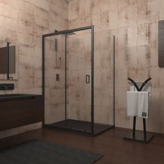 Душевой уголок Veconi Rovigo RV-046B, 1300х1100х1950, черный, стекло прозрачное