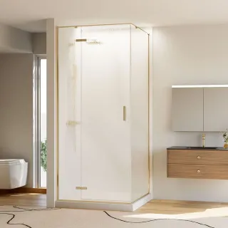 Душевой уголок Veconi Rovigo RV-073RG/L, 800х900х1950, золото брашинг, стекло дождь