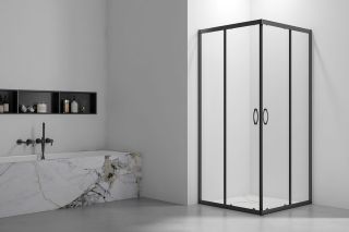 Душевой уголок Veconi Rovigo RV-101B, 800x800x1900, черный, стекло прозрачное