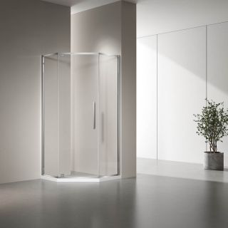 Душевой уголок Veconi Rovigo RV-35, 1000х1000х1950, хром, прозрачное стекло