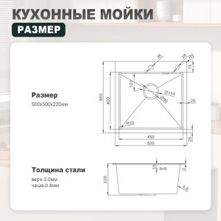 Кухонная мойка Splenka S701.5050.09, графит