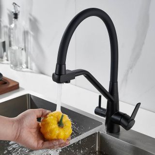 Смеситель для кухни Shevanik S968H с подключением фильтра чёрный