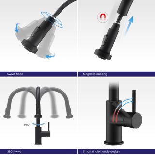 Смеситель для кухни Timo Saona с выдвижной лейкой чёрный 2316/03FL