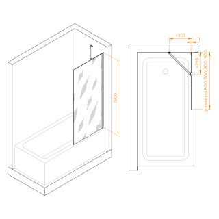 Шторка на ванну RGW SC-150B 351115006-14 60см чёрный