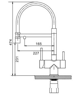 Смеситель для кухни Splenka S70.63.09 с подключением фильтра графит