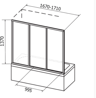 Шторка на ванну Ravak Supernova AVDP3-170 40VV010241 Rain профиль белый