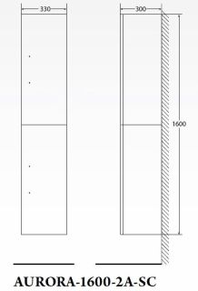 Шкаф-колонна BelBagno правосторонний 160x33см Pietra Bianca AURORA-1600-2A-SC-PB-P-R