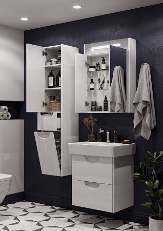 Шкаф-колонна Акватон Сильва левый дуб полярный 1A215603SIW7L