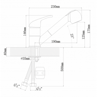 Смеситель для кухни Florentina Сигма с выдвижным изливом шампань