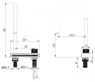Смеситель для кухни ABBER Wasser Krei AF8114NG с выдвижной лейкой никель