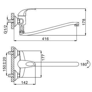 Смеситель для ванны и душа Frap F2103 хром