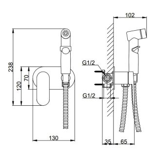 Гигиенический душ Frap F2085-6 черный