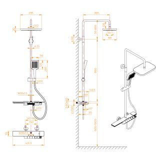 Душевая стойка RGW SP-34G 51140134-06 с термостатом брашированное золото