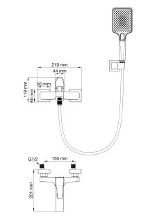 Смеситель для ванны с душем Wonzon & Woghand Flex WW-88037072-CR хром