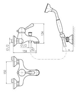Смеситель для ванны Rav Slezak Labe L054.5/2Z золото