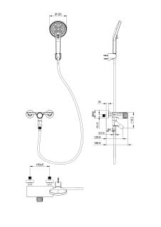 Смеситель для ванны с душем Wonzon & Woghand WW-FE05L221-BGG тёмный графит
