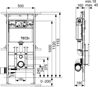 Tece Застенный модуль TECElux 200  9600200